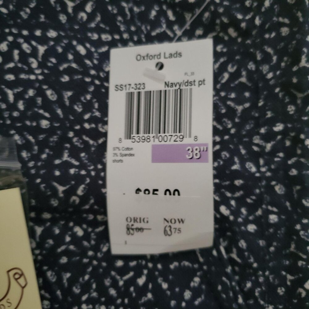 Oxford Lads Men’s Navy Print Patterned Cotton Stretch Walk Shorts Size 38 NWT - Picture 9 of 13